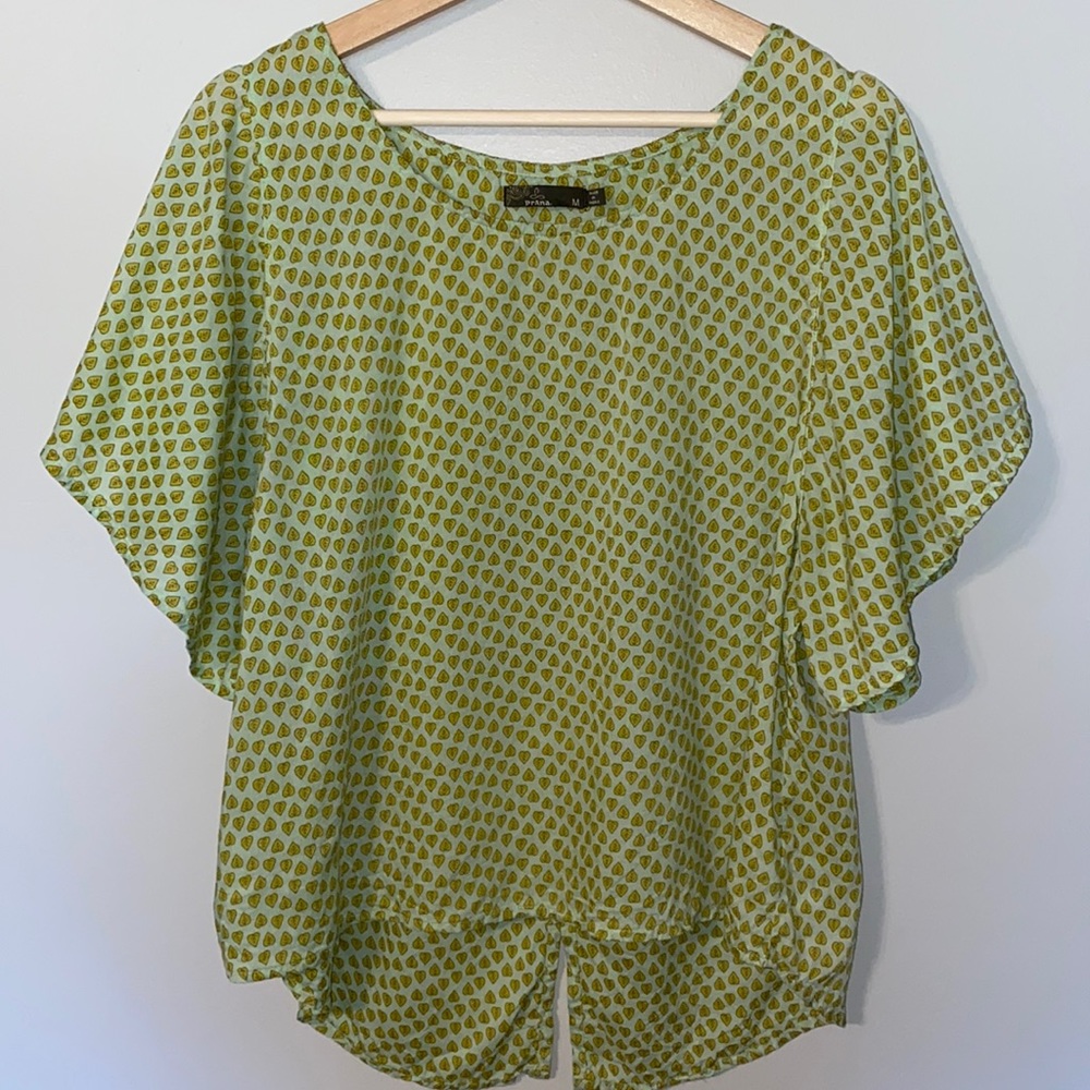 PrAna Emmi Green Leaf Print Top